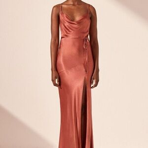 Shona Joy La Lune Bias Cowl Maxi Dress in Terracotta Size 12